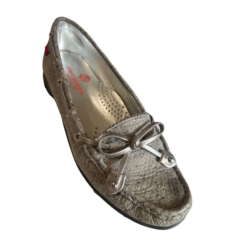 Marc Joseph Cypress Hill Golf Women 6 Snake Leather Gray Moc Loafers Shoe
